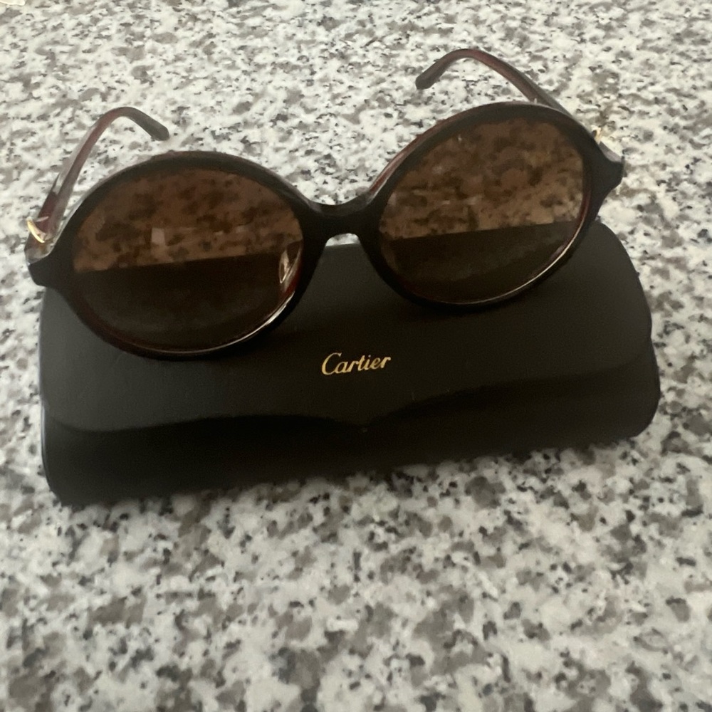 Authentic black Cartier circle sunglasses